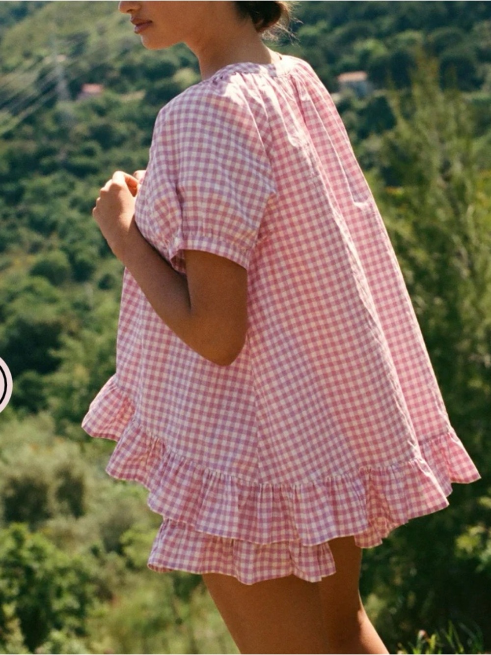 Piyama Pink Gingham Ruffle Short Pajama Set size L - Picture 3 of 4